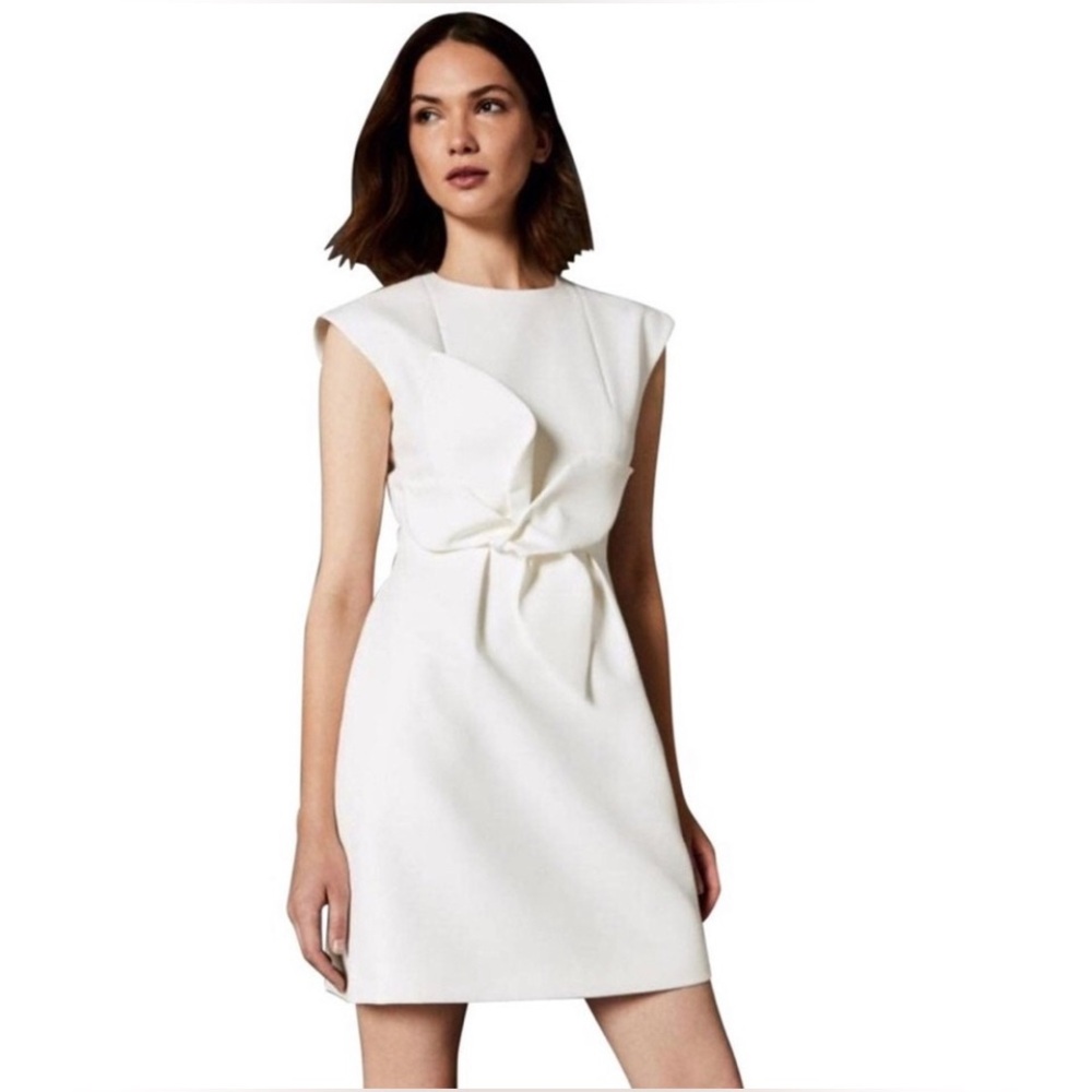 Ted Baker London Polly Structured Bow Elegant Formal Bridal Dress Sz 1 (US 4)